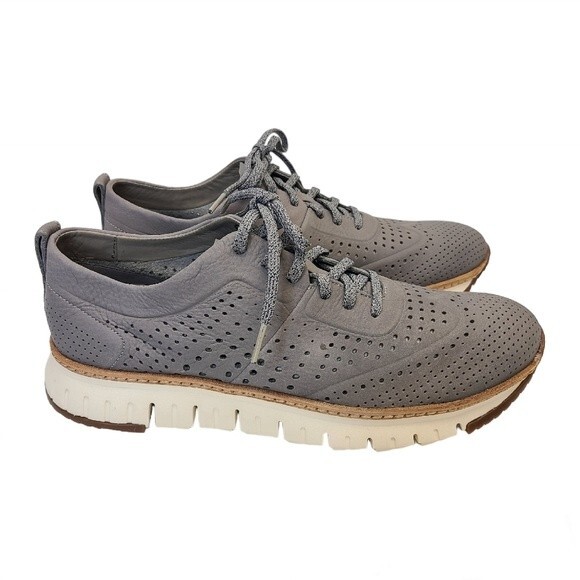 Cole Haan ZEROGRAND Perforated Oxford Marine Grey Nubuck Mens Size 11 - Picture 3 of 16